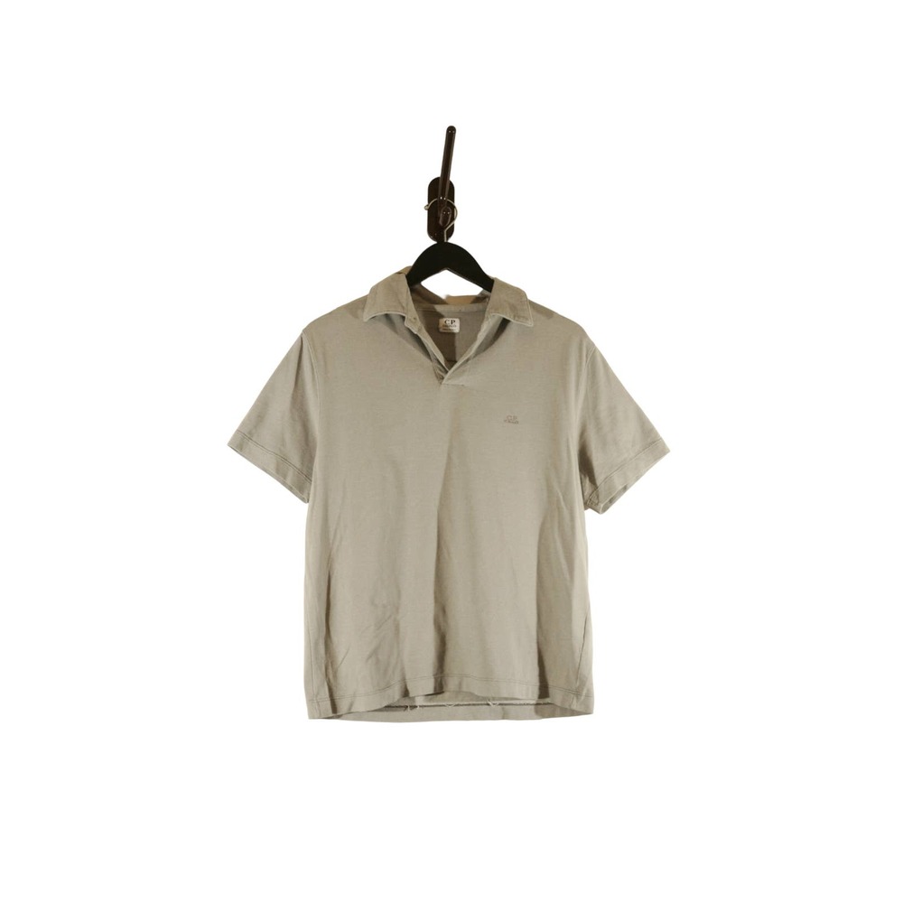 Vintage CP Company Mens Polo Shirt Cotton Pique L Large Gray Grey Italy FLAW